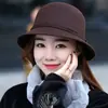 Nuevo Sombrero de Fieltro de Lana de Marca de Moda para Mujer, Sombrero de Cubo Redondo Estilo Coreano Otoño e Invierno, Sombrero Cloche Británico Retro Versátil de Celebridad de Internet