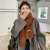 Cachecol Tricô Cor Sólida Novo de Inverno Estudante Coreano Engrossado Casal Moda Celebridade da Internet Lã Feminino Cachecol Versátil