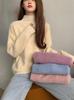 Suéter de punto de terciopelo visón de cuello alto holgado estilo perezoso de otoño e invierno para mujer, con forro polar, grueso, que reduce la edad, estilo occidental