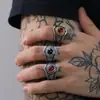 Nova anel masculino estilo indiano retrô punk gema titânio aço ins personalidade hip hop moda anel atacado