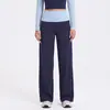 Calça esportiva feminina reta e solta com efeito emagrecedor, textura fluida, cor contrastante, cintura dobrável, controle de barriga, levantamento de glúteos, adequada para corrida, treinamento de fitness e yoga
