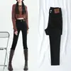 Jeans Azul Gris Mujer Cintura Alta Primavera y Otoño 2025 Nuevos Leggings Ajustados Elásticos Adelgazantes