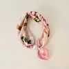 Colar de lenço de seda com pérolas e fecho magnético para mulheres, corrente fina para clavícula de verão, lenço pequeno retrô francês, lenço decorativo para o pescoço