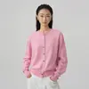 Suéter cardigan de lã 100% com gola redonda para mulheres, nova coleção outono 2026, estilo coreano, elegante e versátil suéter de lã tricotado de manga longa