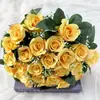 Flores Artificiales Serie Boda: Ramo Pequeño de Rosas Corazón de Hielo de 24 Cabezas, Arreglo Floral para Celebración de Bodas, Decoración de Pasillo Flores Artificiales