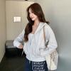 K1205 Sudadera Corta con Capucha y Cremallera Cuidadosamente Seleccionada para Mujer, Tops de Primavera, Otoño e Invierno, Corte Ajustado, Ropa Americana de Principios de Otoño