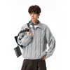 Novo suéter masculino casual de outono e inverno, estilo estético de rua, com textura de tricô grosso em trança e design de meio zíper