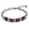 Pulseira Magnética Preto Natural para Homens e Mulheres Aço Inoxidável Pedra Natural Olho de Tigre Pulseira de Contas de Pinheiro Branco