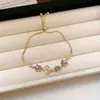 Pulseira Ajustável com Pingente Oval Flor Vazada de Zircônia Coração Pulseira de Luxo Leve Pulseira de Alta Qualidade Pulseira da Moda Versátil