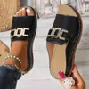 Comercio Exterior Transfronterizo Cuña Suela Gruesa Chanclas Mujer Nuevo Estilo Transfronterizo Talla Grande Casual Moda Simple Hebilla Metálica Boca de Pez Sandalias