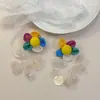 Nuevos Pendientes Dopamina Coloridos Flor Concha Borla Pendientes Bohemios Celebridad de Internet Exagerados Pendientes de Estilo Festivo