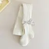 Meia-calça infantil outono fina laço leggings infantis meias princesa meias de algodão para bebê outono branco
