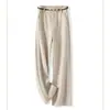 Calça pantalona de cashmere branca de alta qualidade feminina outono e inverno 2023 nova calça reta de lã calça profissional de arroz glutinoso grossa