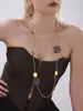 Collar de suéter con disco de acero inoxidable y acrílico con estampado de leopardo Rice Duoduo estilo europeo y americano nuevos accesorios de moda una generación de pelo