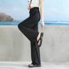 Pantalones de pierna ancha con protección solar de seda helada para mujer 2026 Verano Cintura alta Caída fresca Pantalones finos Adelgazantes de pierna recta Casuales