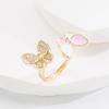 Anillo de moda transfronterizo para mujer, ligero, de lujo, chapado en oro y cobre, con microincrustaciones de circonitas, color a juego, estilo mariposa, abierto, venta al por mayor
