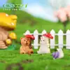 Adornos de paisaje en miniatura, manualidades de resina, decoraciones de paisajismo DIY, tres tipos de figuritas de animales con sombrilla, decoraciones para plantas en maceta