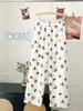 Pantalones de pijama de verano finos y holgados de talla grande para mujer, adecuados para primavera y otoño, se pueden usar afuera, diseño de dibujos animados, pantalones para casa para caminar
