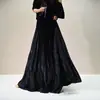 Nuevo faldón midi plisado brillante estilo chino, de cintura alta, drapeado, dobladillo amplio, hasta el suelo, falda media adelgazante estilo nacional