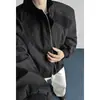 Chaqueta morada para exteriores con cuello alto para hombre, chaqueta de béisbol de otoño de corte holgado, top funcional, cortavientos corto para hombre