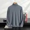 Suéter de Cachemira para Hombre Otoño/Invierno Cuello Vuelto Negocios Casual Edad Media y Joven Tejido Color Sólido Suéter Holgado Camiseta Base Top