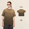 Camiseta de Verano para Hombre Bk Estampado de Tigre Teñida por Aspersión 250g Degradado Vintage Cuello Redondo Manga Corta Corte Holgado Hombro Caído Lavada Retro.