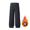Estilo Regular Forrado de Polar Otoño/Invierno 2026: Jeans Rectos de Color Original Retro Americano para Hombre, Marca de Moda High-Street, Pantalones Largos de Corte Ajustado