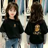Camiseta de manga larga a rayas para niña, nuevo estilo primavera/otoño, top de cuello redondo moderno para bebés, ropa infantil holgada y casual