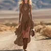 Nuevo Vestido de Verano 2026 Europeo y Americano Estilo Vaquero Americano de Longitud Media con Escote en V Profundo y Diseño sin Mangas, En Stock en Tiktok