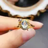 Anillo Popular de Aguamarina Natural al por Mayor de Fábrica Plata S925 Incrustado Piedra Principal 5*7 Joyería de Lujo Venta Directa de Fábrica