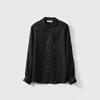 Acabamento Requintado Mercadorias de Alta Qualidade ~ Camisa de Seda Floral Jacquard Estilo Nacional Gola Alta Feminina Solta Manga Longa Top Novo