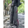 Pantalones largos de marca de moda estilo americano de corte holgado, pantalones deportivos casuales de pierna ancha, pantalones de chándal a rayas de alta resistencia para hombre, diseño deconstruido de otoño