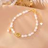 Um Veado Prata S925 Prata Esterlina Banhado a Ouro Lápis Lápis Lustre Turmalina Pérola Versátil Elegante Luxo Leve Retrô Moderno Vazado Pulseira