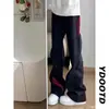Jeans de Rayas Diagonales de Tres Rayas Marca Trendy para Hombre Ropa de Trabajo Diseño Deconstruido Sentido Retro Versátil Casual Pantalones de Pierna Recta