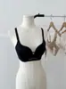 Sutiã Levanta Seios Sem Costura com Suporte Macio, Estilo Coreano, Franzido, Copas Fixas 3D, Bolinhas, para Seios Pequenos, Sutiã Transfronteiriço para Mulheres