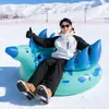 Boia inflável para neve em formato de dinossauro, boia de neve de PVC espessado, tubo de esqui para atividades de inverno ao ar livre para adultos e crianças