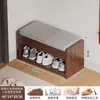 Banqueta para cambiar zapatos para entrada de casa, banco para zapatos para recibidor, mueble zapatero para recibidor con asiento, zapatero integrado de madera maciza con asiento