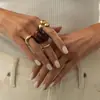 Moda Transfronteriza Europea y Americana Anillo Metálico Brillante Liso Set de Anillos Abiertos Anillo Ancho de Resina Exagerado Ins Manchado