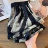 Novas Calças Largas de Seda de Gelo Estilo Chinês Nacional Estilo Tie-Dye Fino de Cintura Alta com Caimento Casual Soltas para Mulheres Verão 2025