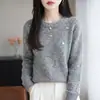 Suéter súper elegante con pedrería para mujer, perfecto para usar en capas o solo, un top de punto moderno y chic para el invierno 2026