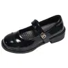 Sapatos Mary Jane Estilo Chanel para Mulheres, Novidade Primavera/Verão 2026, Sapatos Rasos de Couro Envernizado com Salto Grosso, para Combinar com Saias