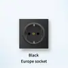 Tomada de parede painel de plástico PC preto 16A padrão europeu tipo francês europeu conjoined estilo europeu com fonte de alimentação de carregamento USB