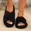 Chinelos de Inverno Novos para Casa Femininos Macios Confortáveis Peludos Forro Quente Modernos Tendência Tamanho Grande Chinelos de Algodão
