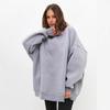 Sudadera de Punto con Cuello Redondo Gruesa, Color Sólido, Holgada, Versátil, Forrada de Felpa, Nueva, Simple, Elegante, a la Moda, Estilo Europeo y Americano, Otoño e Invierno