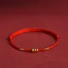 Pulseira Fio Vermelho da Sorte de Três Vidas Três Mundos para Mulheres Contas de Ábaco Douradas Ano do Zodíaco Corda de Mão Trançada Presente de Atração de Paz e Riqueza