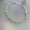 Cadena de clavícula de cristal fantasma irregular con cuentas hechas a mano, estilo Hyun Ya, elegante y moderno collar superllamativo.