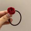 Cuerda para el Cabello de Flor Rosa Coreana Texturizada, Liga para el Cabello Acrílica Dulce y Versátil para Mujeres, Bolas de Cola de Caballo Baja, Diadema Simple