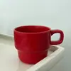 Caneca de Cerâmica Empilhável Fofa Popular Estilo Ins Copo de Água para Casal Copo de Café Desenho Animado Copo de Café da Manhã Alta Aparência