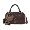 Bolso bandolera de hombro de color liso con patrón de diamantes estilo coreano ins para mujer, bolso de mano con diseño elegante, mochila de trabajo moderna y texturizada