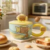 Taza de cerámica con tapa con estampado de leopardo para gato, alto valor estético, taza de café para oficina, gran capacidad, adecuada para regalos y recuerdos